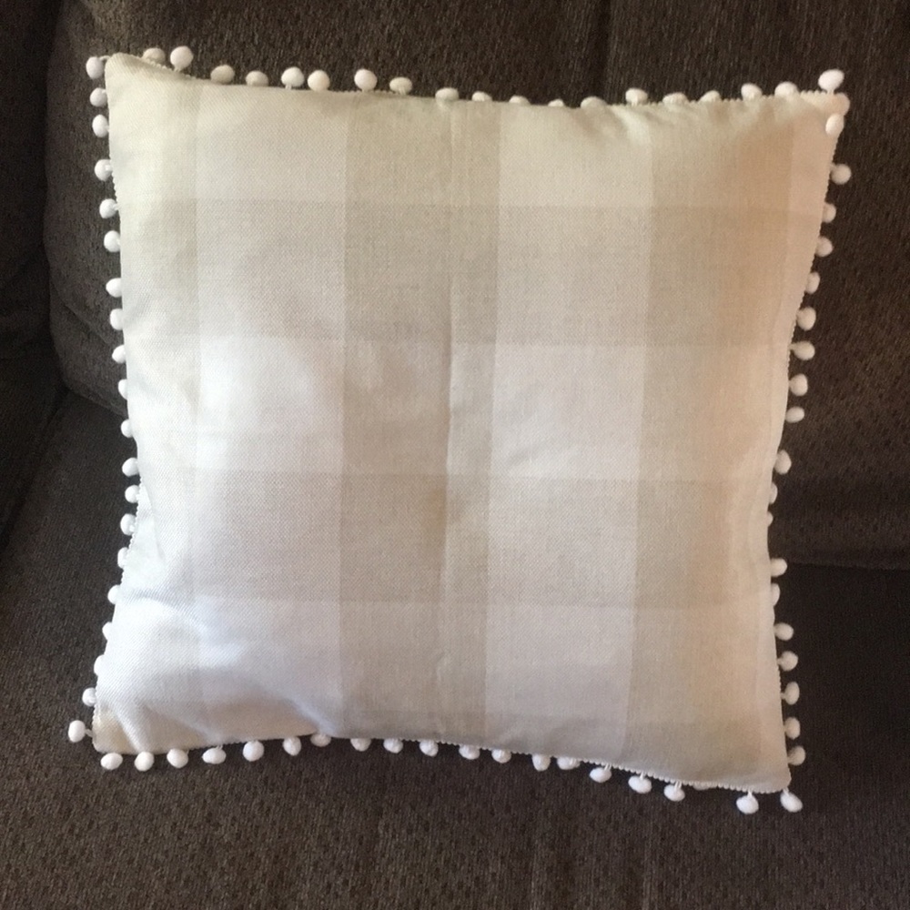 2 (20x20) Pom Pom edge throw pillow covers